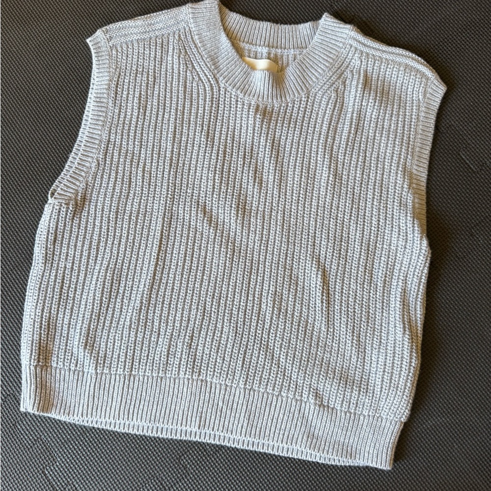 Abercrombie & Fitch Women's Sleeveless Ribbed Sweater - Light Gray